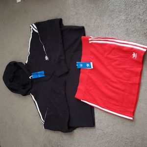 Adidas Cropped Hoodie and Classic Skirt Outfit
